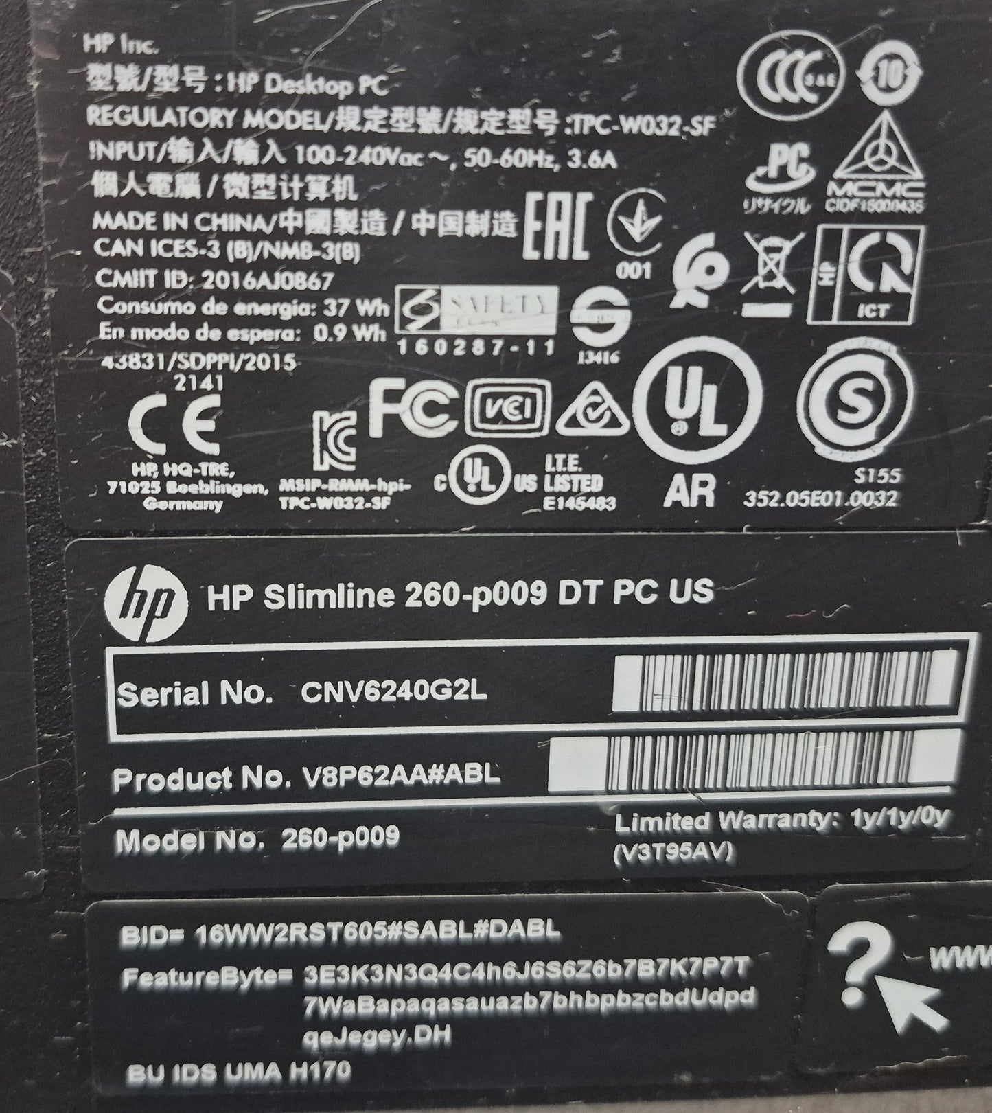 HP Slimline 260 — Intel Core i3-6100T | 8 GB DDR4 | 256 GB SSD | Win 11 Home | Wi-Fi | Keyboard & Mouse included
