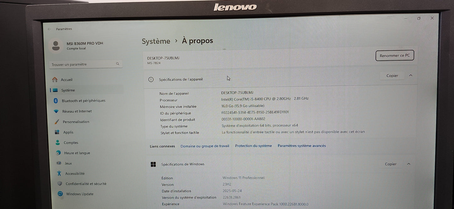 *MSI B360M PRO-VDH CORE i5 8400