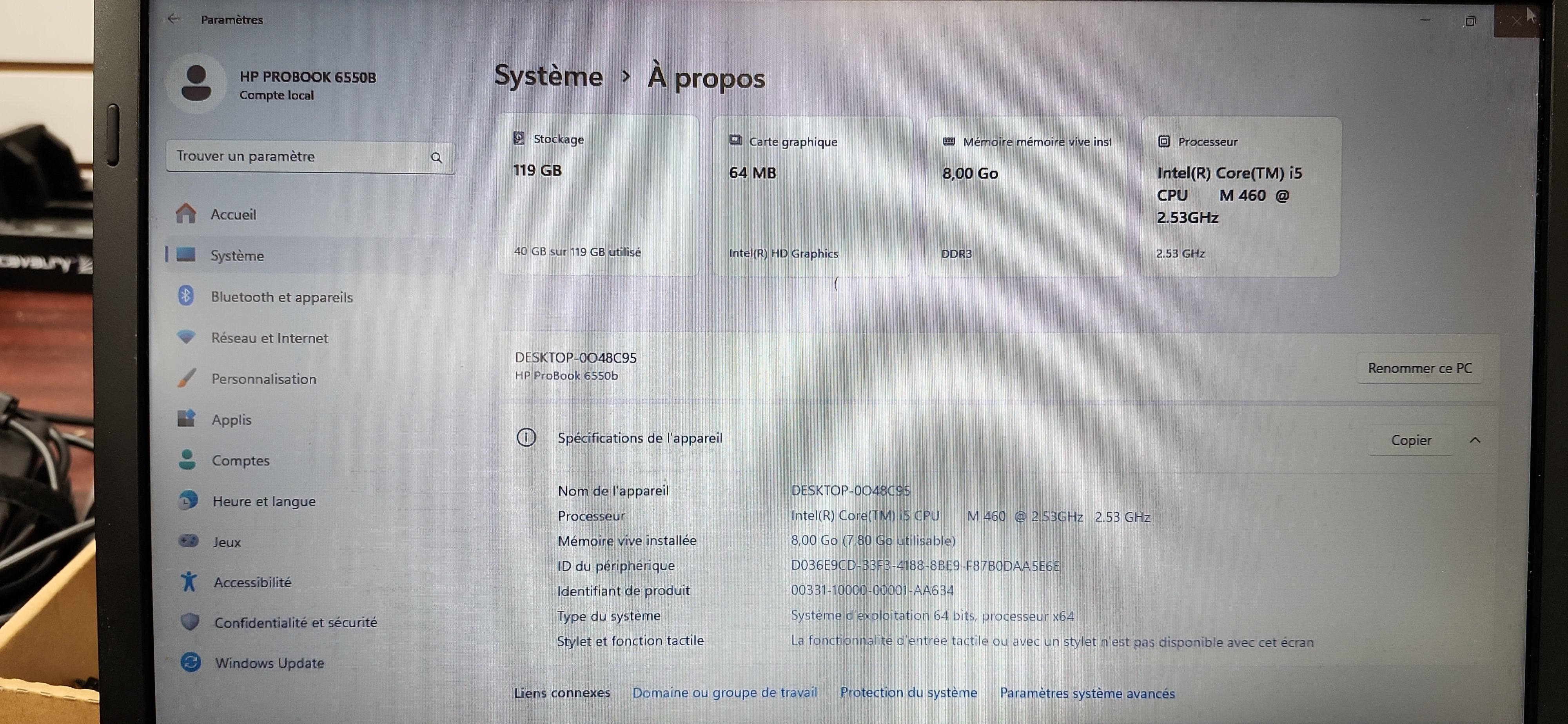 *HP PROBOOK 6550B CORE i5 M460