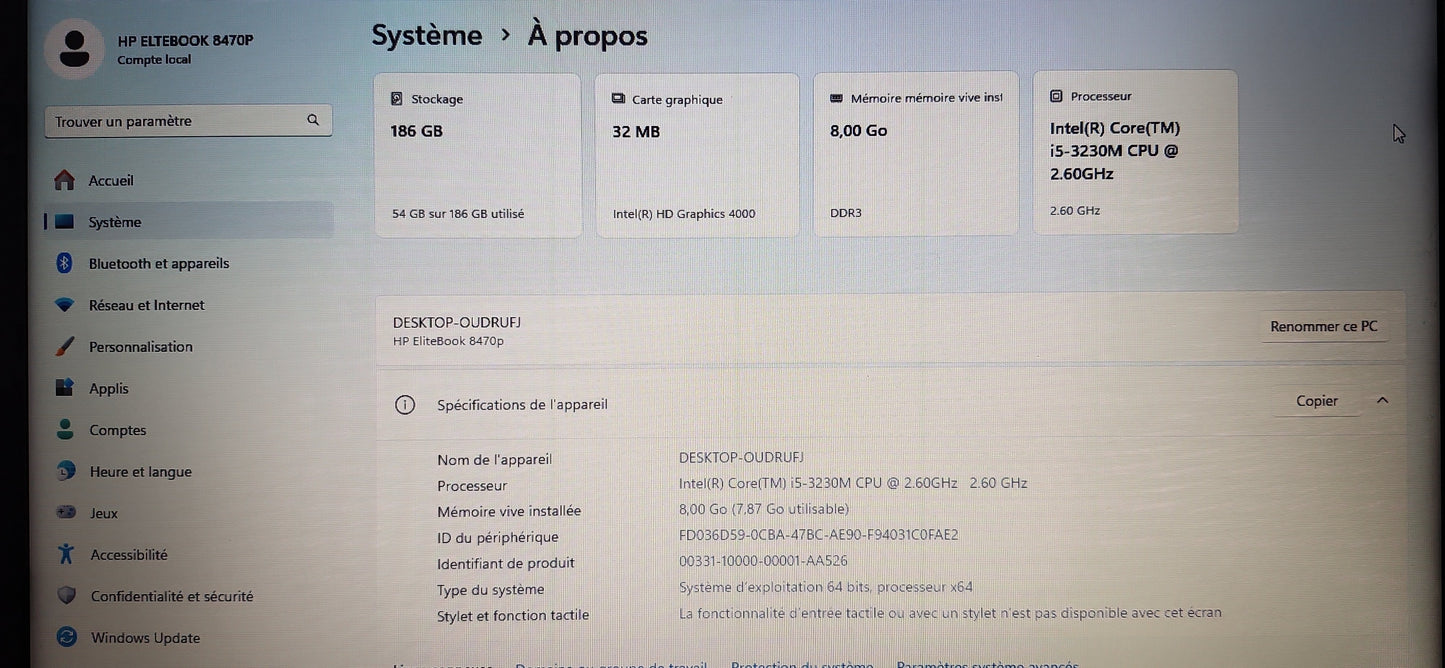 HP ELITEBOOK 8470P CORE i5 3230M