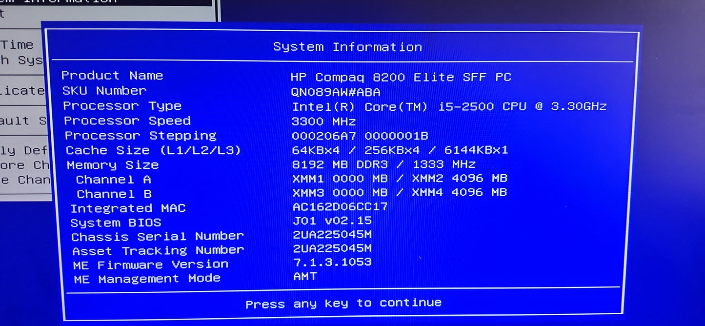 *PC DE BUREAU HP COMPAQ 8200 ELITE SFF CORE i5 2500