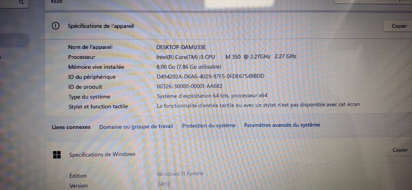 *ASUS K52J CORE i3 M350