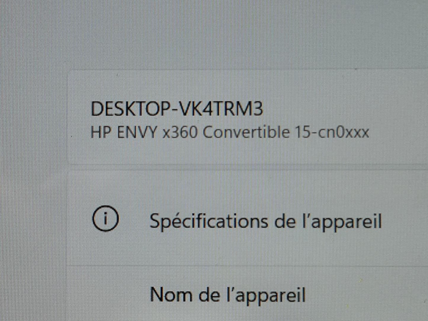 *HP ENVY x360 convertible model 15-cn0008ca CORE i5 8250U