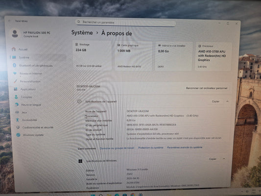 HP Pavilion 500-018 – AMD A10-5700 | 8 Go DDR3 | 256 Go SSD | AMD Radeon HD 8470 1 Go | Windows 11 | Clavier & Souris inclus