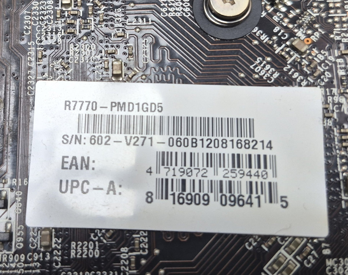 MSI AMD Radeon HD 7770 — étiquette modèle R7770-PMD1GD5