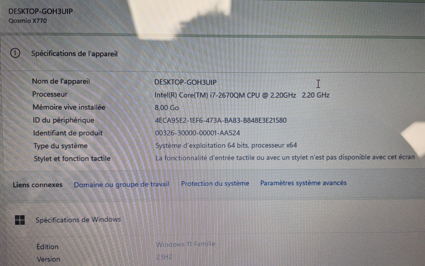 Toshiba Qosmio X770 – Core i7-2670QM | 8 Go | 256 Go SSD | 17.3" FHD | GTX 560M | Win 11