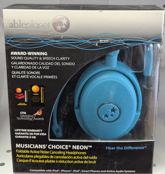 Able Planet Musicians' Choice NEON — Bleu Néon — NEUF boîte d'origine scéllée