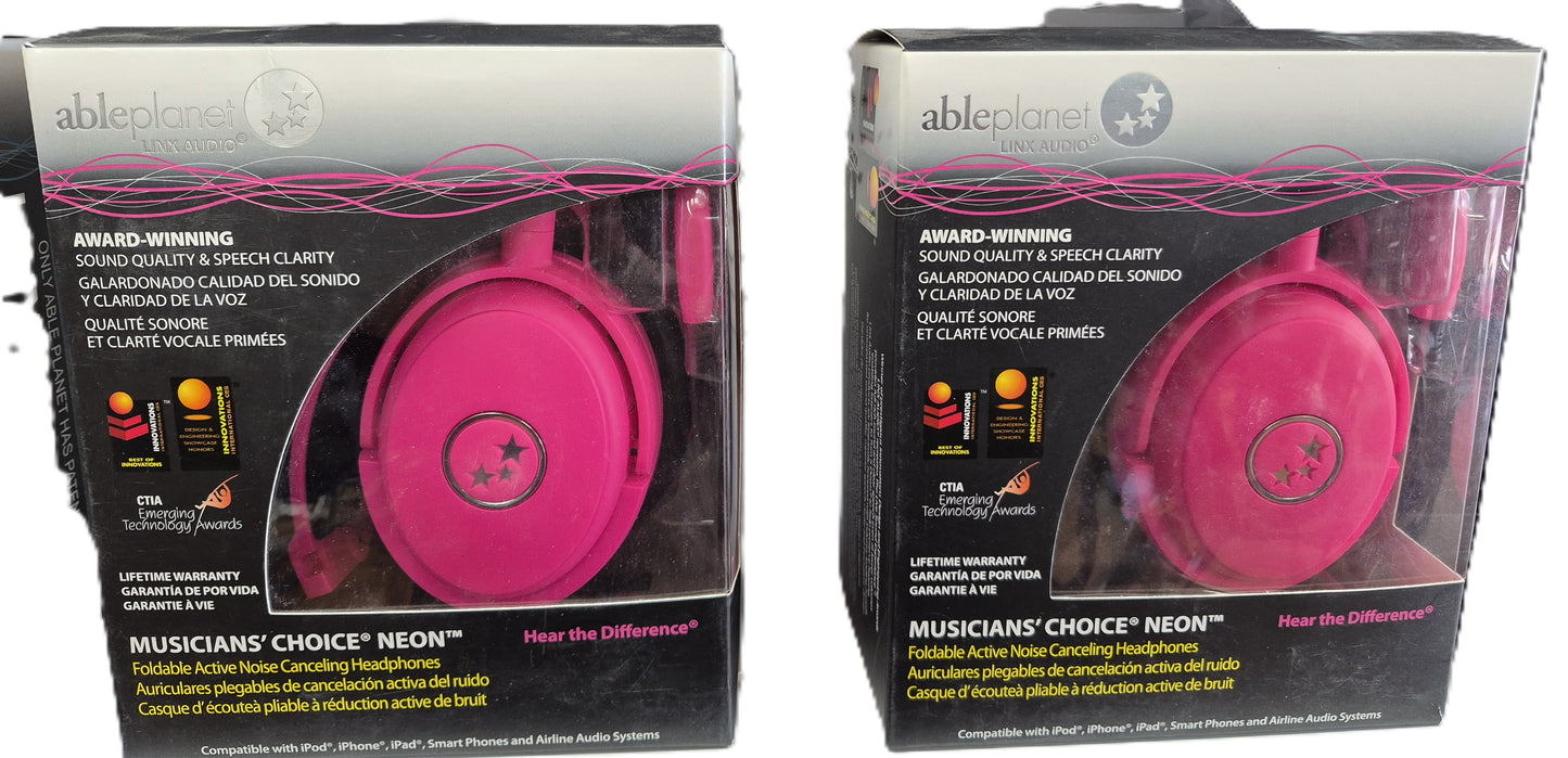 Able Planet Musicians' Choice NEON – Casque antibruit pliable (NEUF)