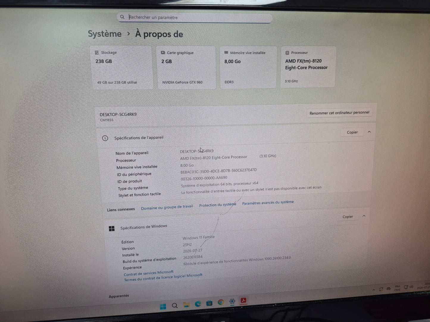 ASUS Essentio CM1855 — AMD FX-8120 8 cœurs | 8 Go DDR3 | 256 Go SSD | GTX 960 2 Go | Win 11