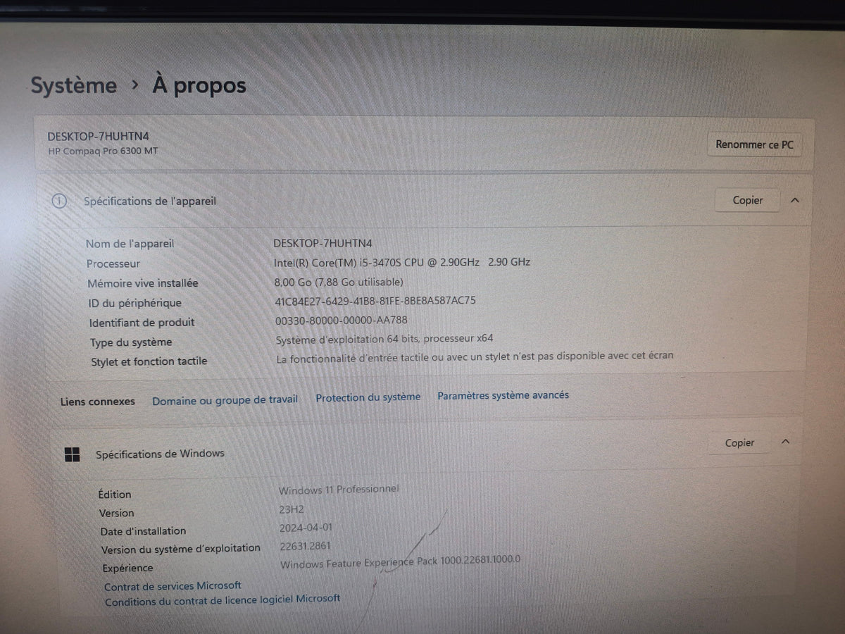 HP Compaq 6300 Pro MT — vue face avant complète