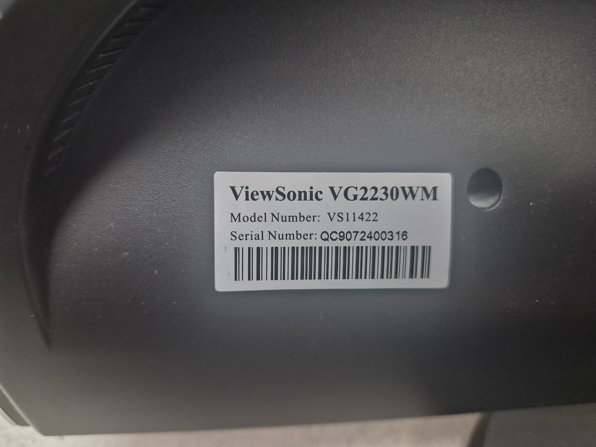 ViewSonic VG2230WM - étiquette arrière VS11422 numéro de série QC9072400316