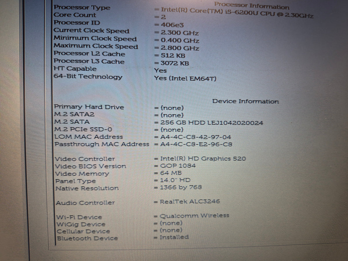 Dell Latitude 5480 — Core i5 6200U • 8 Go DDR4 • NVMe 256 Go • 14" HD • Batterie ~1 h — Reconditionné