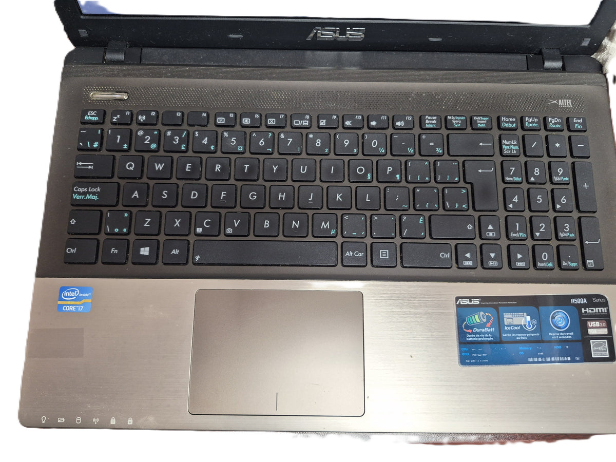 ASUS R500A — Core i7 3630QM • 8 Go DDR3 • SSD 256 Go • 15,6" HD • Graveur DVD • Batterie non fonctionnelle — Reconditionné