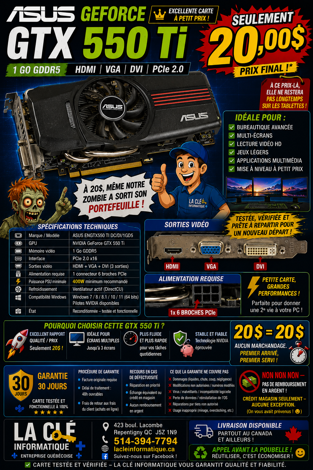ASUS GeForce GTX 550 Ti Graphics Card — 1GB GDDR5 | HDMI | VGA | DVI | PCIe