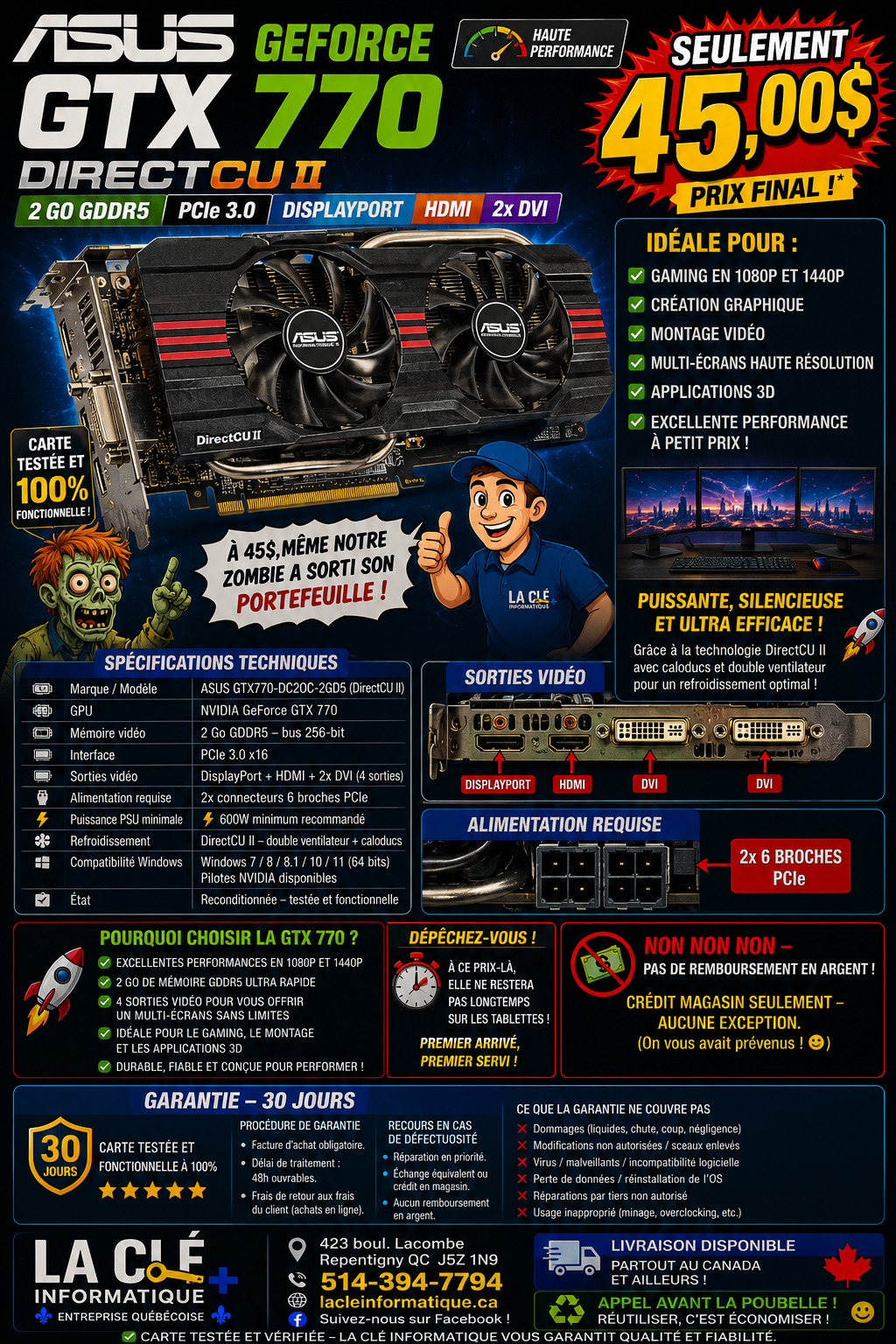 ASUS GeForce GTX 770 DirectCU II Graphics Card — 2GB GDDR5 | DP | HDMI | 2x DVI | PCIe
