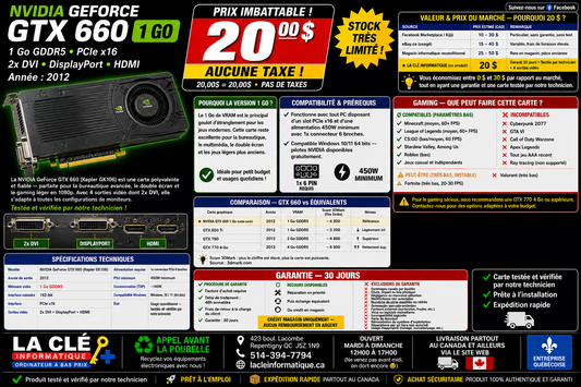 NVIDIA GeForce GTX 660 — 1 Go GDDR5 — PCIe x16 — 2x DVI / DisplayPort / HDMI