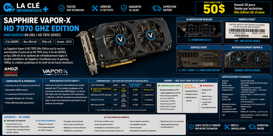 Sapphire Vapor-X AMD Radeon HD 7970 GHz Edition — 3 Go GDDR5 — PCIe x16 — 2x DVI / HDMI / DisplayPort