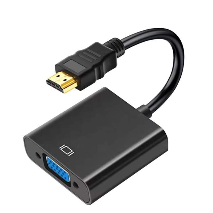 Adaptateur HDMI mâle vers VGA femelle avec câble audio 3,5 mm — connecteurs plaqués or