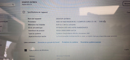 *Acer Aspire 3 A315-21-91ZB AMD A9 RADEON 5.5 COMPUTE CORES 2C+3G 3.00 GHZ