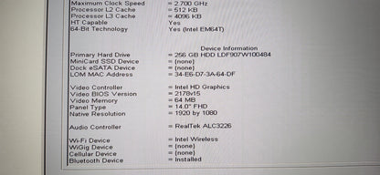 *DELL LATITUDE E7440 CORE i7 4600U