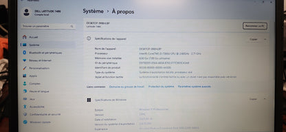 *DELL LATITUDE 7480 CORE i5 7300U(COUVERCLE LEGEREMENT GRADE B REGARDER PHOTOS)