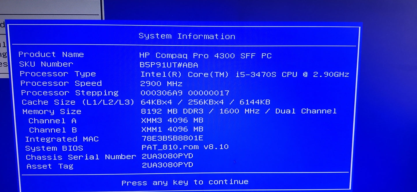 *PC DE BUREAU HP COMPAQ 4300 PRO SFF CORE i5 3570S