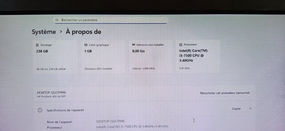 *PC DE BUREAU HP PRODESK G4 CORE i5 7500 SFF