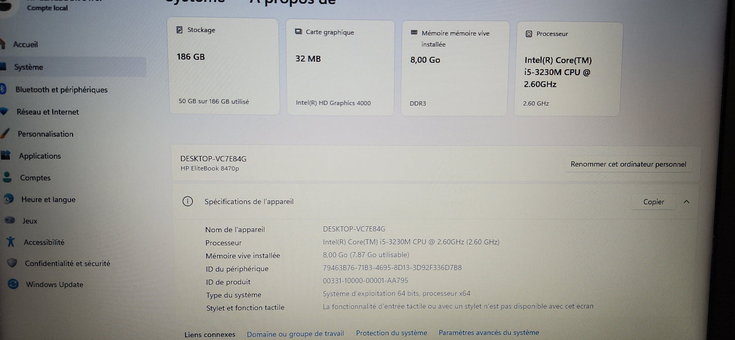 HP ELITEBOOK 8470P CORE i5 3230M