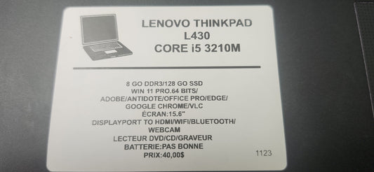 *LENOVO THINKPAD L430 CORE i5 3210M