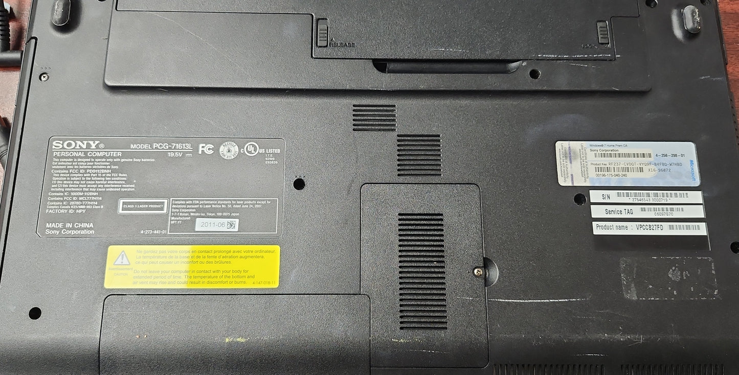 *SONY VAIO PCG 71613L CORE i5 2410M